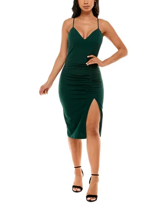 Emerald Sundae Juniors' Shirred Bodycon Dress