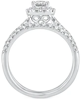 Diamond Princess Halo Bridal Set (1 ct. t.w.) 14k White or Yellow Gold