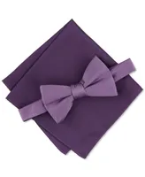 Alfani Men's Solid Texture Pocket Square and Bowtie