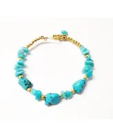 Women's Asiris Bangle with Turquoise and Amazonite Stones - Gold