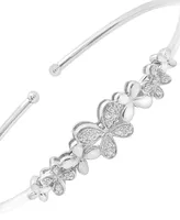 Diamond Flower Flex Bangle Bracelet (1/6 ct. t.w.) in Sterling Silver