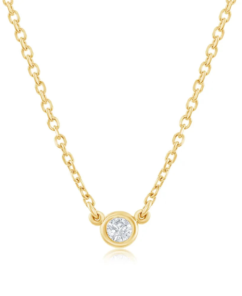 Diamond Bezel-Set Solitaire Pendant Necklace (1/20 ct. t.w.) in 14k White , Yellow or Rose Gold, 16" + 2" extender