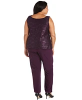 R & M Richards 3-Pc. Plus Sequined Lace Pantsuit Shell