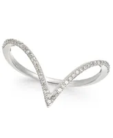 Wrapped Diamond V-Shaped Ring in 10k White Gold (1/6 ct. t.w.), Created for Macy's