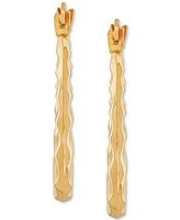 2-Pc. Set Cubic Zirconia Stud & Ruffle Oval Hoop Earrings in 10k Gold