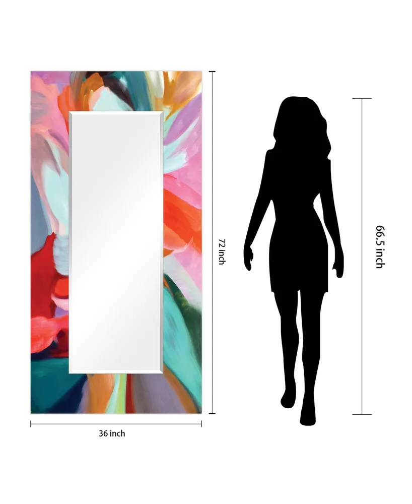 Empire Art Direct Rectangular Beveled Mirror on Free Floating Reverse Printed Tempered Art Glass - 72" x 36"