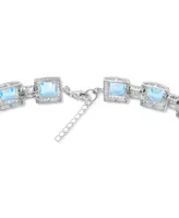 Blue and White Topaz Tennis Bracelet in Sterling Silver