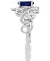 Sapphire (1/2 ct. t.w.) and Diamonds (1/8 ct. t.w.) Ring Set in 14k White Gold