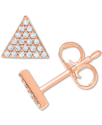 Diamond Pave Triangle Stud Earrings (1/10 ct. t.w.) 10k White, Yellow or Rose Gold