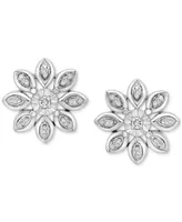 Diamond Flower Cluster Earrings (1/10 ct. t.w.) in Sterling Silver