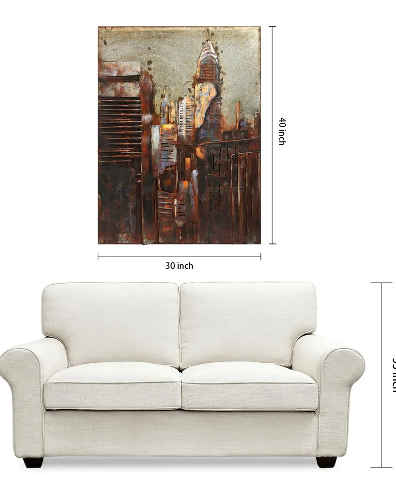 Empire Art Direct The Chrysler Building Mixed Media Iron Hand Painted Dimensional Wall Art, 40" x 30" x 3.2"