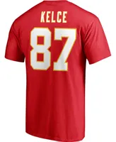 Men's Travis Kelce Red Kansas City Chiefs Player Icon Name and Number T-shirt