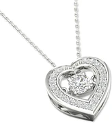 Twinkling Diamond Star Diamond Heart Halo 18" Pendant Necklace (1/4 ct. t.w.) in 10k White Gold