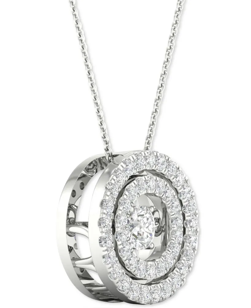 Twinkling Diamond Star Diamond Double Halo 18" Pendant Necklace (3/8 ct. t.w.) in 10k White Gold