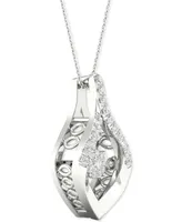 Twinkling Diamond Star Diamond Wishbone 18" Pendant Necklace (1/5 ct. t.w.) in 10k White Gold