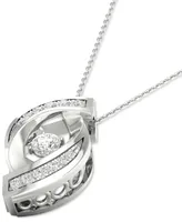 Twinkling Diamond Star Diamond Swirl 18" Pendant Necklace (1/4 ct. t.w.) in 10k White Gold