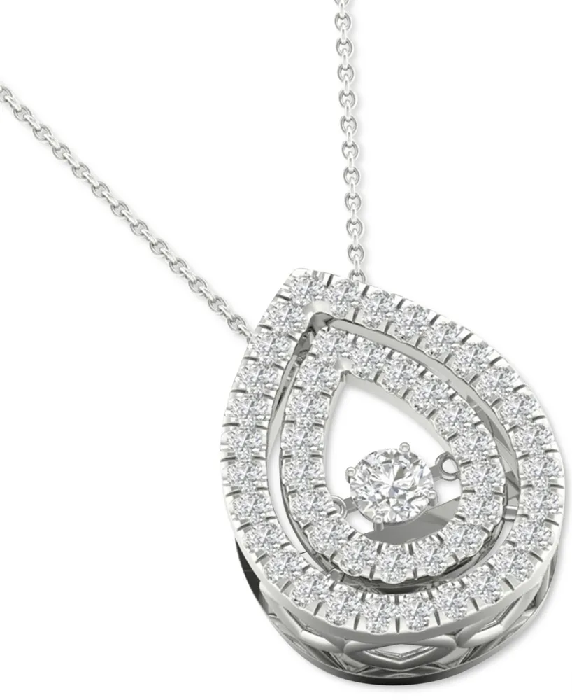 Twinkling Diamond Star Diamond Double Teardrop Halo 18" Pendant Necklace (3/8 ct. t.w.) in 10k White Gold