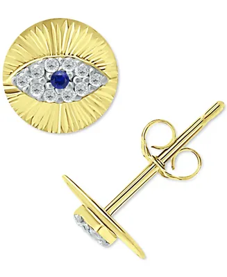 Giani Bernini Lab-Grown Blue Sapphire & Cubic Zirconia Evil Eye Disc Stud Earrings, Created for Macy's