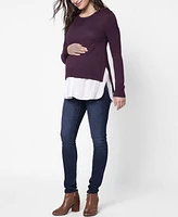 Seraphine Women's Mock Shirt Maternity Nursing Sweater