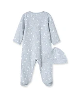 Baby Boys Moons and Stars Footed Coverall with Hat, 2 Piece Set