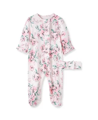 Baby Girls Dream Floral Footed Coverall and Headband, 2 Piece Set
