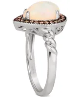 Le Vian Neopolitan Opal (7/8 ct. t.w.) & Chocolate Diamond (1/5 Halo Ring 14k White Gold