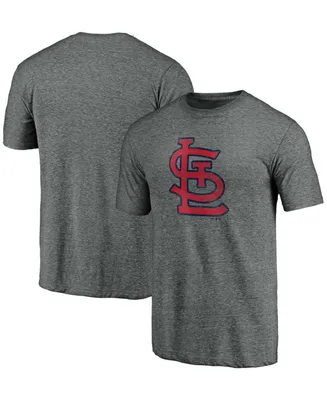 Men's Heathered Gray St. Louis Cardinals Weathered Official Logo Tri-Blend T-shirt