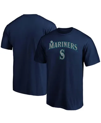 Men's Navy Seattle Mariners Team Logo Lockup T-shirt