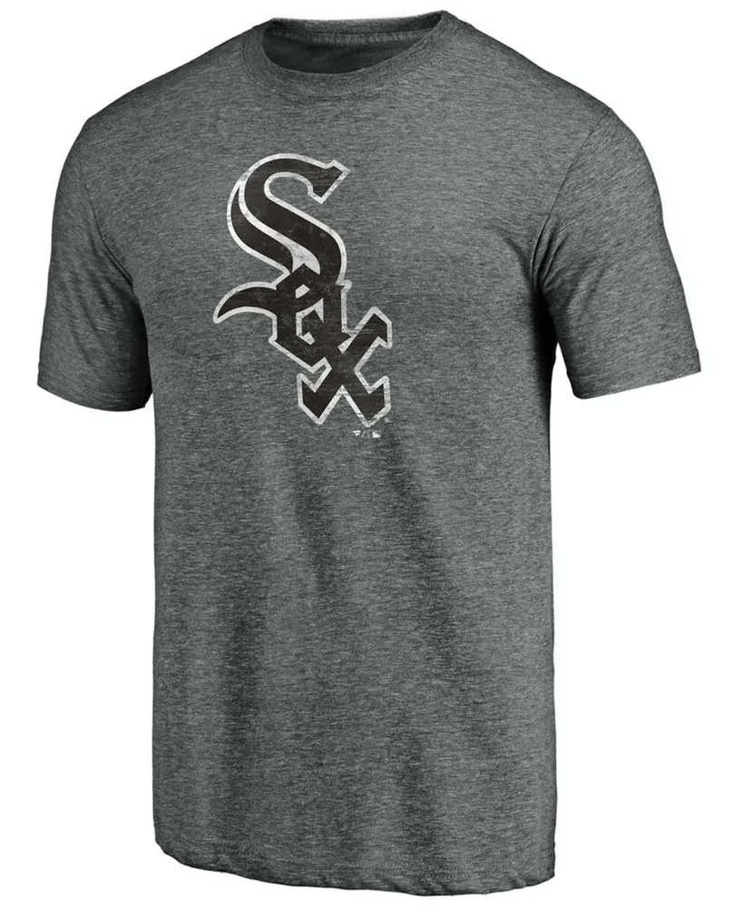 Men's Heathered Charcoal Chicago White Sox Weathered Official Logo Tri-Blend T-shirt