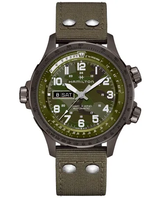 Hamilton Men's Khaki Aviation X-Wind Green Textile Strap Watch 45mm