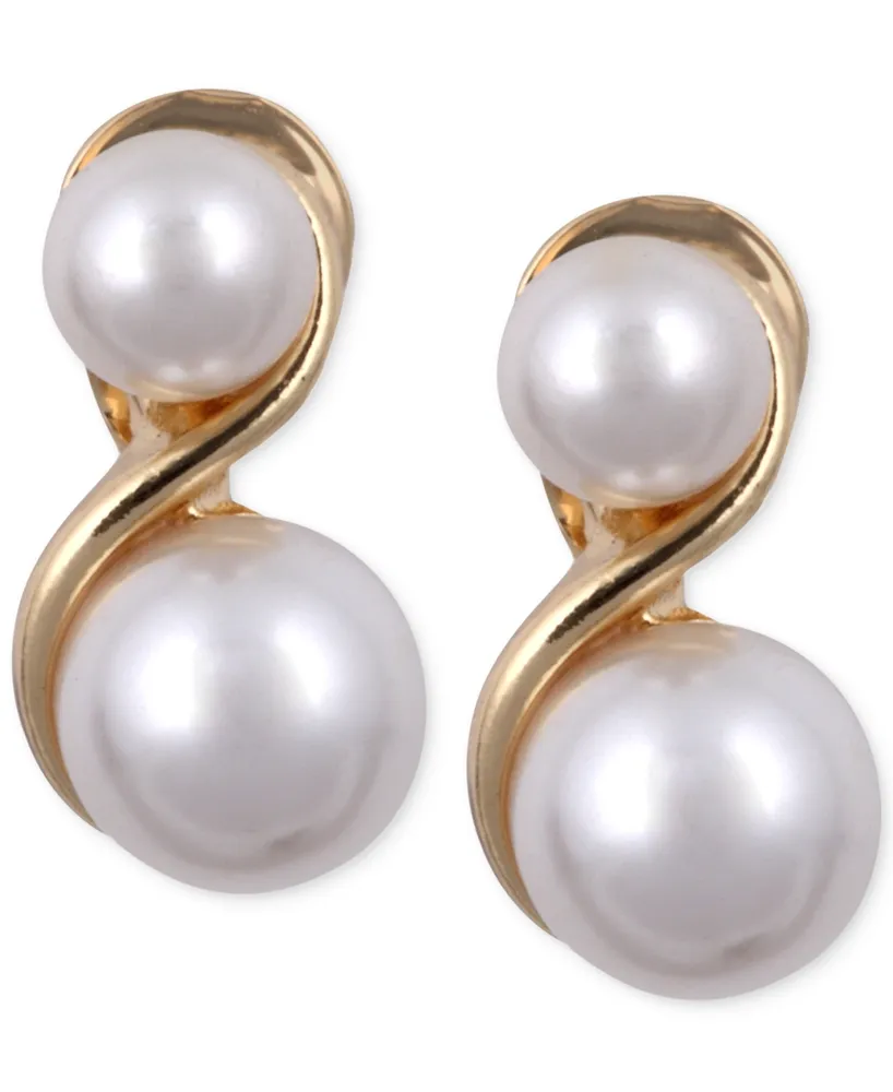 Anne Klein Gold-Tone Glass Pearl E-z Comfort Clip