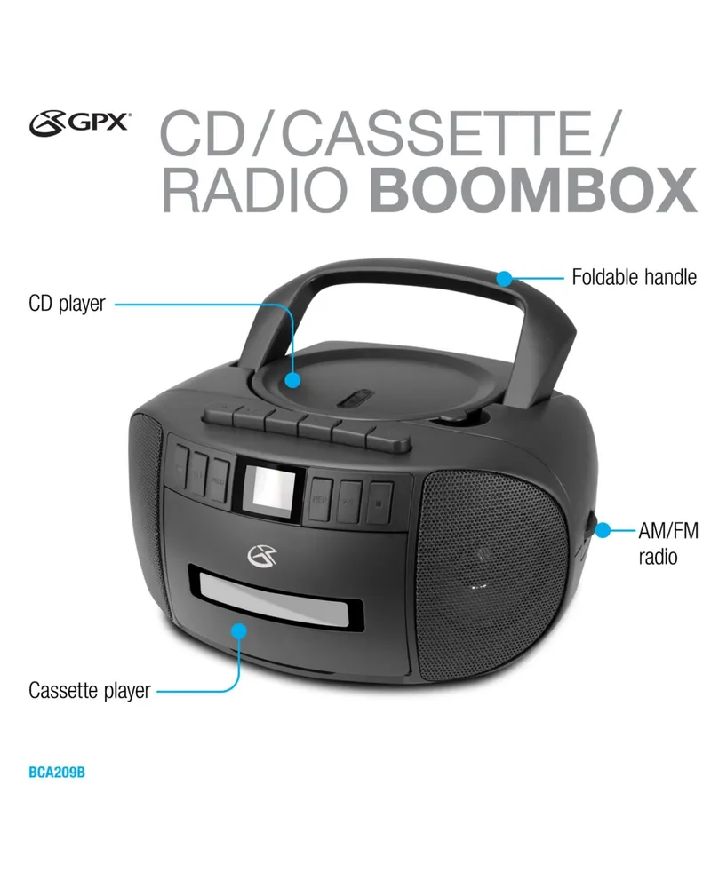 Gpx Cd Cassette Am or Fm Radio Boom box, BCA209B