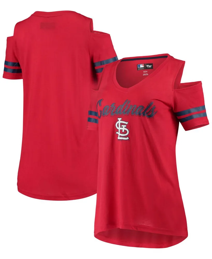 Women's G-III 4Her by Carl Banks Navy St. Louis Cardinals Team Graphic  V-Neck Fitted T-Shirt