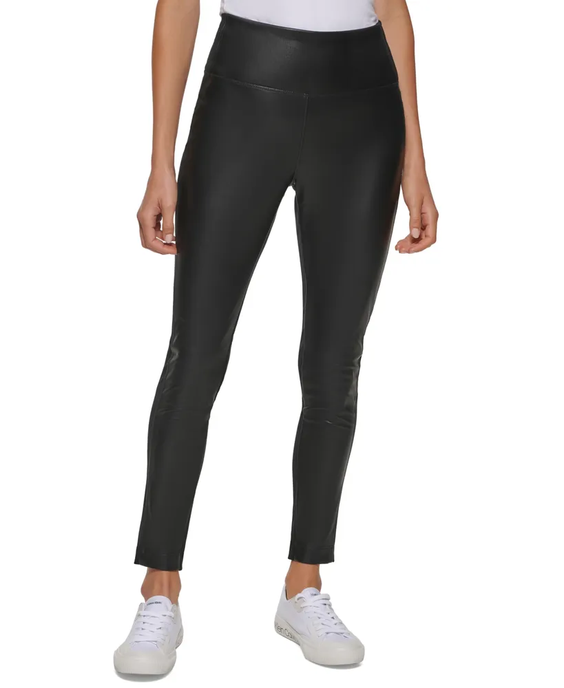 High-Waisted Faux-Leather Panel Leggings For Women | Old Navy