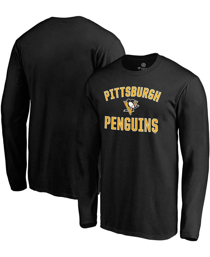 Men's Black Pittsburgh Penguins Team Victory Arch Long Sleeve T-shirt
