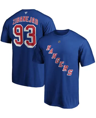 Men's Mika Zibanejad Blue New York Rangers Team Authentic Stack Name and Number T-shirt