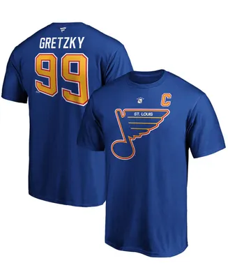 Men's Wayne Gretzky Blue St. Louis Blues Authentic Stack Retired Player Name and Number T-shirt