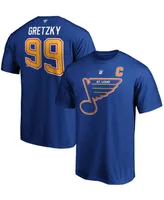 Men's Wayne Gretzky Blue St. Louis Blues Authentic Stack Retired Player Name and Number T-shirt