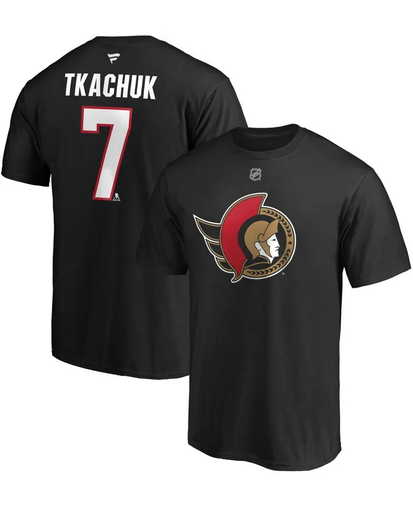 Men's Brady Tkachuk Black Ottawa Senators Authentic Stack Name and Number T-shirt