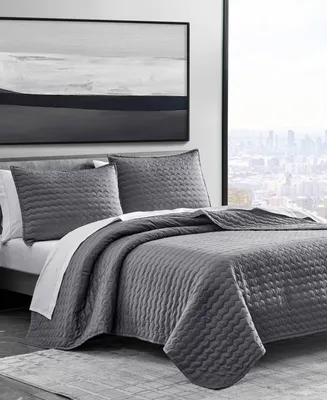 Vera Wang Herringbone Stitch Cotton 3 Piece Quilt Set