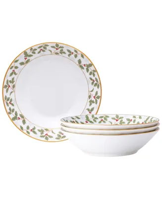 Holly Berry 7.5" 12 oz Soup Bowl, Set of 4