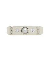 Sterling Forever Women's Sterling Silver Imitation Pearl and Cubic Zirconia Bar Ring - Silver