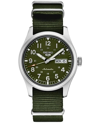 Seiko Men's Automatic 5 Sports Green Nylon Strap Watch 43mm