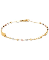 Tricolor Rosary Bracelet in 10K Gold, White Gold, & Rose Gold