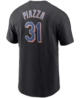 Men's Mike Piazza Black New York Mets Cooperstown Collection Name and Number T-shirt