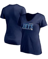 Women's Navy Winnipeg Jets Mascot Bounds V-Neck T-shirt