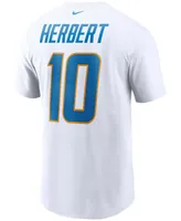 Men's Nike Justin Herbert White Los Angeles Chargers Name and Number T-shirt