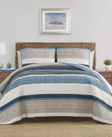 Nautica Ridgeport Blue Cotton Reversible Piece Quilt Set