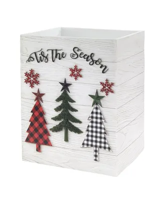 Avanti Tis the Season Holiday Plaid Resin Wastebasket