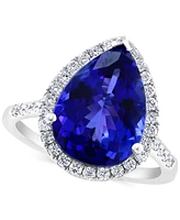 Effy Tanzanite (6 ct. t.w.) & Diamond (3/8 Halo Ring 14k White Gold